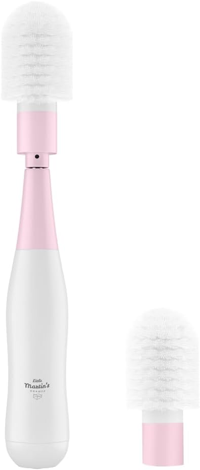 Little Martin’s Electric Bottle Brush – Cleaning Washing Scrubber Tool for Bottles Mugs Cups Glasses Kitchen – Rechargeable Battery, Wireless Cordless Use – Detachable Brush (Pink)