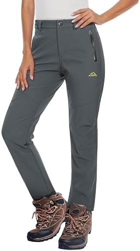 MAGCOMSEN Women's Fleece Lined Waterproof Insulated Snow Ski Pants Winter Warm Hiking Pants Outdoor Softshell
