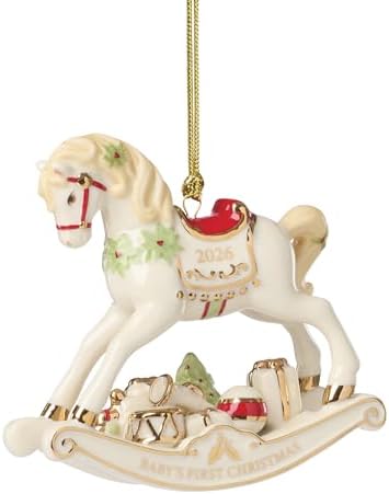 Lenox 2026 Babys 1st Christmas Vintage Rocking Horse Ornament