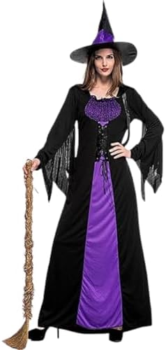 Colorful House Women Wicked Witch Costume Dress with Hat for Halloween
