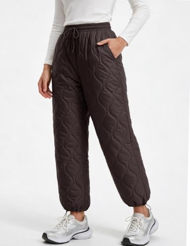 Flygo Womens Winter Pants Warm Quilted Puffy Lightweight Snow Pants