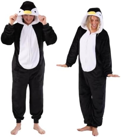 Funziez! Slim Fit Adult Onesie - Animal Costume - Plush Unisex Halloween One Piece Cosplay Suit for Women and Men