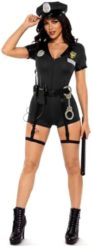 Spooktacular Creations 6 Pcs Women Police Costume, Halloween Cop Costume Women for Adult Halloween Cosplay Party Events