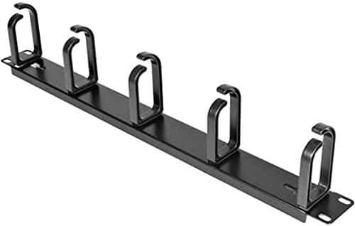 StarTech 1U 19in Rack Cable Management Panel, D-Ring, Metal (CABLMANAGER2) | Horizontal or vertical wire manager, 3in ABS plastic hooks spaced 4in, Fits 2 or 4-post racks