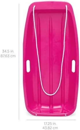 Best Choice Products 35in Kids Plastic Toboggan Snow Sled w/Pull Rope, 2 Handles