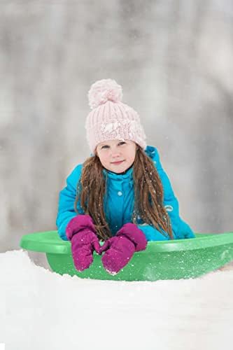 Superio Toboggan Snow Sled for Kids and Adults, 46" Heavy Duty Plastic Open Back Slider with Handles and Hole for Pull Ropes- (Ropes Excluded) Kid and Adult Winter Fun