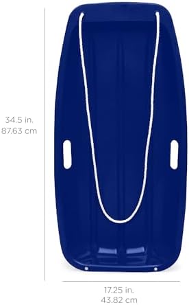 Best Choice Products 35in Kids Plastic Toboggan Snow Sled w/Pull Rope, 2 Handles