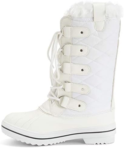 POLAR Womens Snow Boot Nylon Tall Winter Fur Lined Snow Warm Waterproof Rain Boot