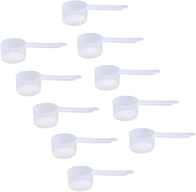 35cc Long Handle Measuring Scoop (2.5 Tablespoon / 1.25 oz / 35mL) - Heavy-Duty Plastic Spoon for Powders, Protein, Coffee, and Baking, 10-Pack