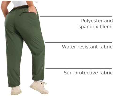 baleaf Women's Plus Size Hiking Pants Lightweight Quick Dry Water Resistant