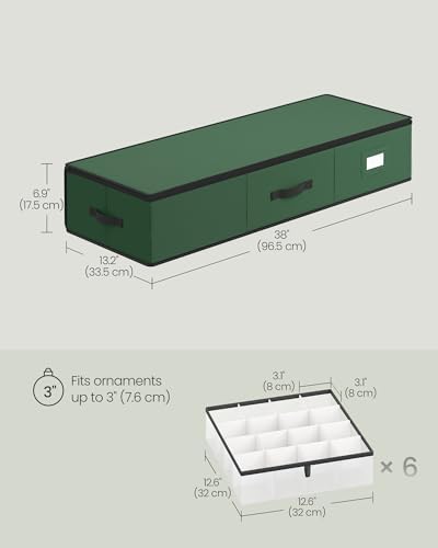 SONGMICS Christmas Ornament Storage Box, for 96 Slots of 3 Inch Balls