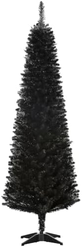 HOMCOM 6' Artificial Pencil Christmas Tree 390 Realistic Branch Tips Black