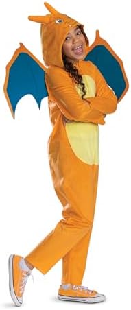 Disguise Pokemon Charizard Costume for Kids, Official Charizard Pokemon Hooded Jumpsuit, Child Size (7-8)
