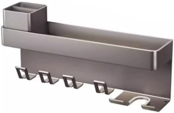 Toothbrush Rack Aluminum Toothpaste Holder Bathroom Wall-Mounted Toothbrush Holder Cosmetics Storage Rack Can Hold Hair Dryer Bathroom Toothbrush Holder, S44cm
