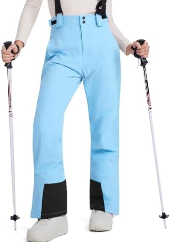 Women's Snow Ski Pants Insulated Winter Warm Outdoor Waterproof Snowboard Pants Bibs Detachable Suspender