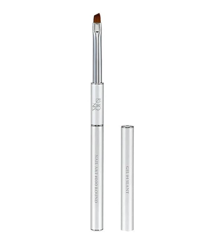 Tones Twin Head Nail Art Nylon Gel Brush - Brush for Gel Nails - Ultra Precise Nail Sculpting and 3D Nail Art Brush best for Salon & Home (#4 Flat & #000 Round)