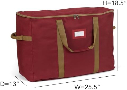 Covermates Adjustable Ornament Storage Bag, 25.5" W x 13" D x 18.5" H, Red