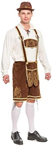 Spooktacular Creations Lederhosen Men Oktoberfest Outfit Costume, Halloween German Bavarian Costume for Adults Beer Festival