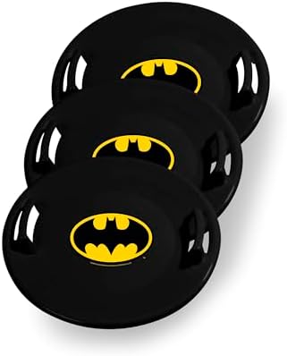 Slippery Racer Heavy-Duty Cold Resistant Downhill Pro Adults and Kids Plastic Outdoor Winter Saucer Disc Snow Sled with Handles (Batman, 3)