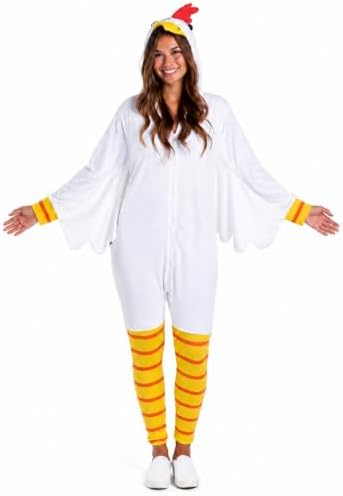 Tipsy Elves Adult Chicken Halloween Costume - Poultry Halloween Jumpsuit for Men