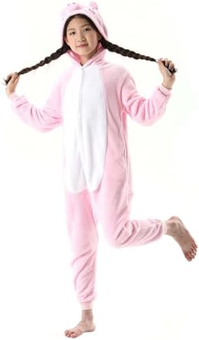 Animal Onesie Pajamas for Kids, Soft Flannel Halloween Cosplay Costume for Boys Girls