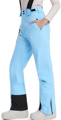 Women's Snow Ski Pants Insulated Winter Warm Outdoor Waterproof Snowboard Pants Bibs Detachable Suspender