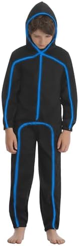 Vanderdyken Stick Figure Costume Kids Light up Stickman Costume Glow in the Dark Halloween Outfit for Boys and Girls