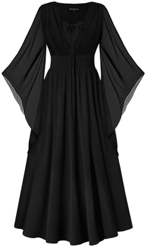 Scarlet Darkness Renaissance Costume Women Pirate Medieval Maxi Dress