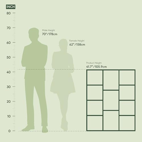 Furinno LUDER Book Shelf, 11-Cube Bookshelf, Reversible Bookcase, 9.4 x 29.1 x 41.7, Easy Assembly, for Living Room, Bedroom, Home Office, Sage Green