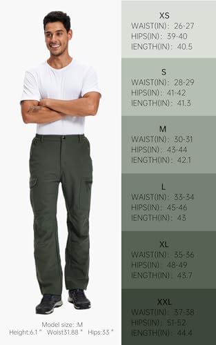 Men's Snow Pants Ski Softshell Warm Outdoor Fleece Lined Insulated Waterproof Winter Work Travel Hiking Pants