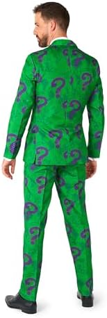 Offstream Men's DC Comics Riddler Halloween Costume Suit, Slim Fit 3-Pc; L