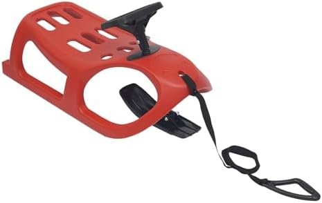 Snow Racer Sled for Kids & Teens, 35 in 220.46lbs Load Single Rider Winter Sleigh Outdoor Snow Sled with Steering Wheel & Attached Pull Rope