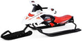 NYANS Snow Sleds,Snow Racer Sled, Ski Sled Slider Board with Steering Wheel, Retractable Pull Rope, Snowmobile Snow Bike Red