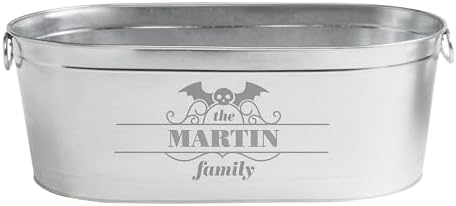 Let's Make Memories Personalized Beverage Tub - Halloween Party - Halloween Decorations - Galvanized Metal Drink Tub - Trick or Treat Candy Bowl - 5.5 Gallons - Tombstone Name