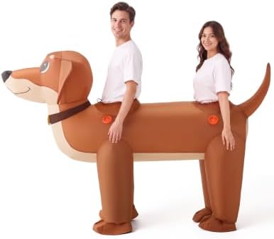 Spooktacular Creations Inflatable Dachshund Costume for Couple, Adults Dachshund Blow Up Costume Adults Inflatable Suit for Halloween Cosplay Themed Parties