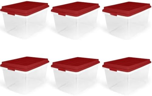 Holiday Storage Bins Clear 72Qt Stackable 6-Pack