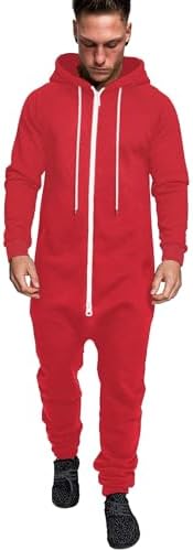 COOFANDY Mens Jumpsuit Onesie Hooded Full Zip One Piece Jogging Tracksuit