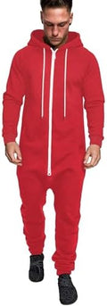 COOFANDY Mens Jumpsuit Onesie Hooded Full Zip One Piece Jogging Tracksuit