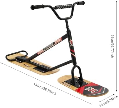 360° Steering Rear Ski Snow Scooter, Adult Snowboard Sled