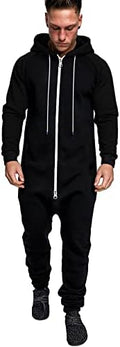 COOFANDY Mens Jumpsuit Onesie Hooded Full Zip One Piece Jogging Tracksuit