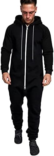 COOFANDY Mens Jumpsuit Onesie Hooded Full Zip One Piece Jogging Tracksuit