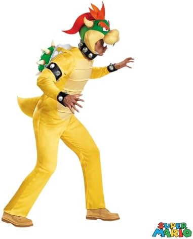 Disguise Super Mario Bros Deluxe Bowser Costume for Adults | Men's Plus Size Bowser Cosplay Outfit with Inflatable Shell