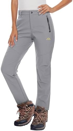 MAGCOMSEN Women's Fleece Lined Waterproof Insulated Snow Ski Pants Winter Warm Hiking Pants Outdoor Softshell