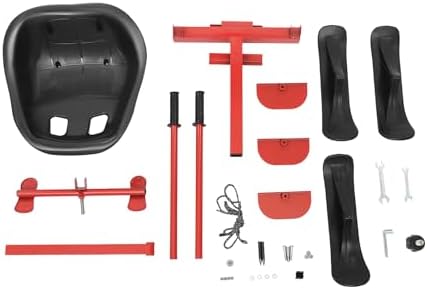 Snow Racer Sled, 198LBS Capacity Adjustable Length Snow Racer Scooter with 5.9ft Rope, Plastic Modern Red Ski Slider for Outdoor Skiing, Skating, Sand Sliding
