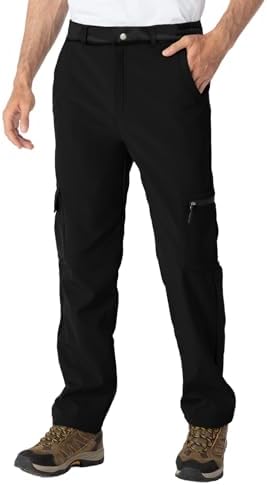 TBMPOY Men's Snow Ski Fleece Lined Hiking Pants Waterproof Winter Snowboard Warm Outdoor Insulated Pants Windproof