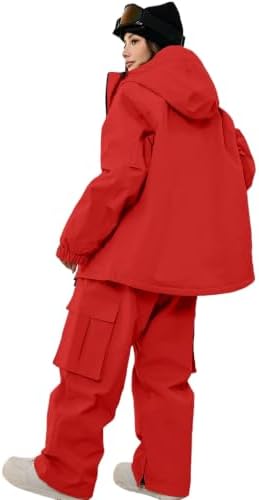 Women's Baggy Snow Snowboard Pants Loose Fit Cargo Ski Pants Bibs Insulated