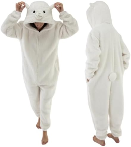 Snug Fit Unisex Adult Onesie Pajamas, Flannel Cosplay Animal One Piece Halloween Costume Sleepwear Homewear