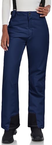 Women's Snow Ski Pants Insulated Winter Warm Outdoor Waterproof Snowboard Pants Bibs Detachable Suspender