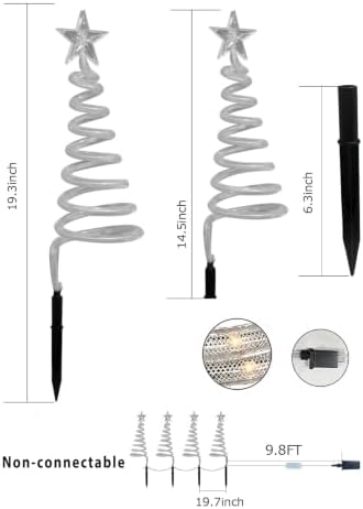 4 Pack Christmas Pathway Lights Outdoor with RGBW DIY Modes, APP Control Spiral Lighted Xmas Tree Path Lights with Scene Modes, Schedule & Music, Christmas Yard Decorations, Non-connectable