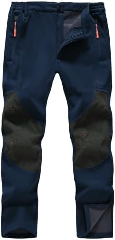 Mens Winter Snow Pants Waterproof Thermal Fleece Lined Hiking Pants with Zip Pockets